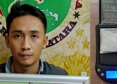 Tersangka Dedi Permadi dan barang bukti shabu