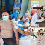 Anggota Polres saat suntik vaksin.